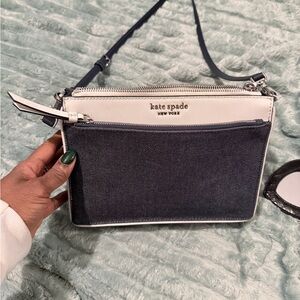 Kate Spade Denim and White Crossbody Bag